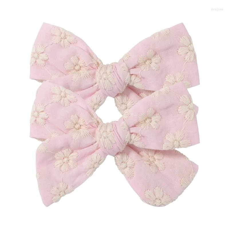 Hair Accessories 2Pcs/Pair Pastoral Style Vintage Floral Print Bowknot Clips For Kids Baby Girls Cute Alligator Hairpins Barrettes Headwear