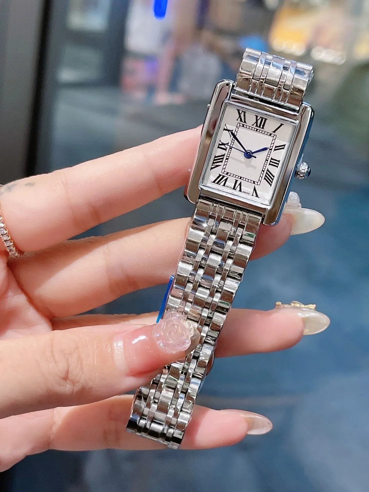 Luxury Women's Tank Watch Square Diamond Quartz Stainless Steel Bracelet Sapphire Glass Waterproof Wristwatch Luxury Women's Tank Watch Square Diamond Quartz Stainless Steel Bracelet Sapphire Glass Waterproof Wristwatch