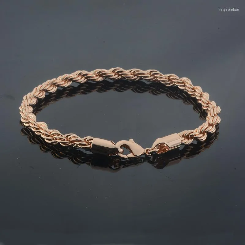 Braccialetti Link Women Mens 585 Rose Gold Oro Bracciale Weaving Rope Chains Chains Chains Aragarina Class Gioielli