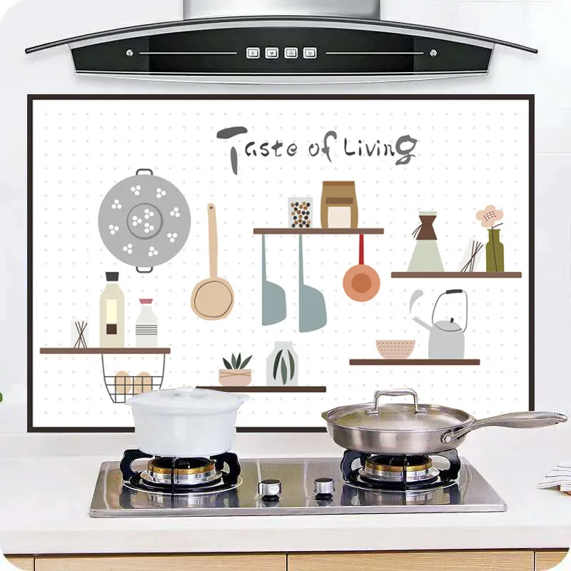 Cuisinière cuisine autocollants résistants à l'huile décorations pour la maison auto-adhésif haute température résistance étanche Anti-huile autocollant mural