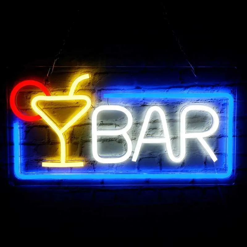 LED Neon Sign Bar Neon Light Sign Neon Wine Glass Lamp Bedroom