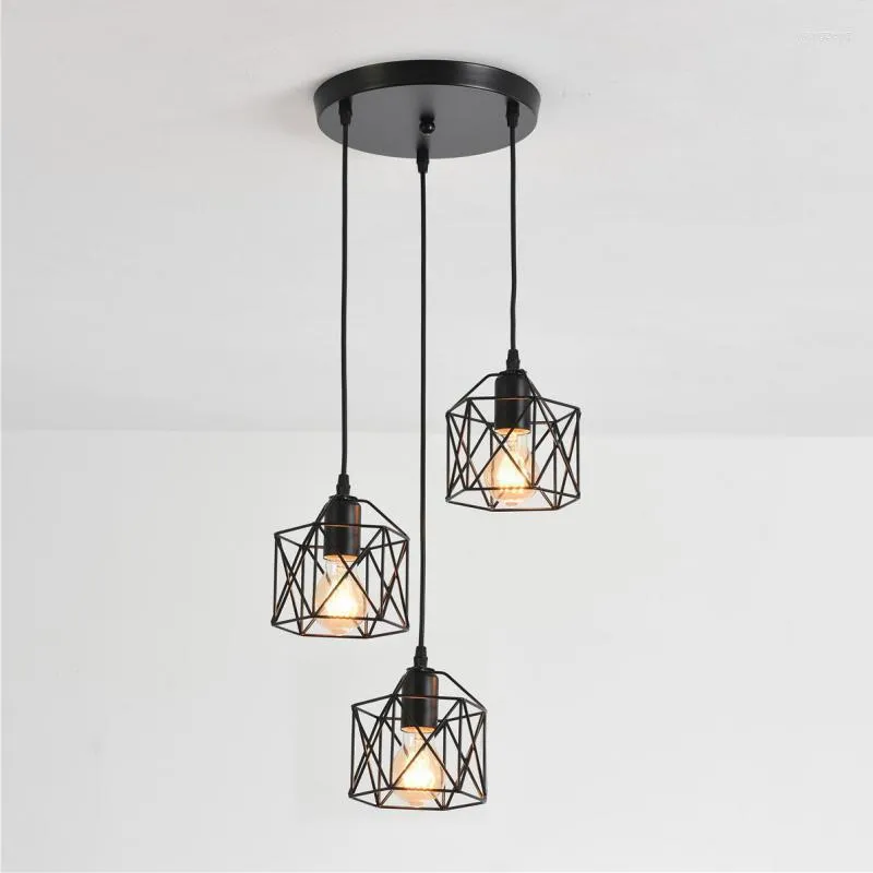 Chandeliers Nordic Retro Industrial Chandelier Creative Personality Modern Simple Bar Bedroom Aisle Black Three-head Small