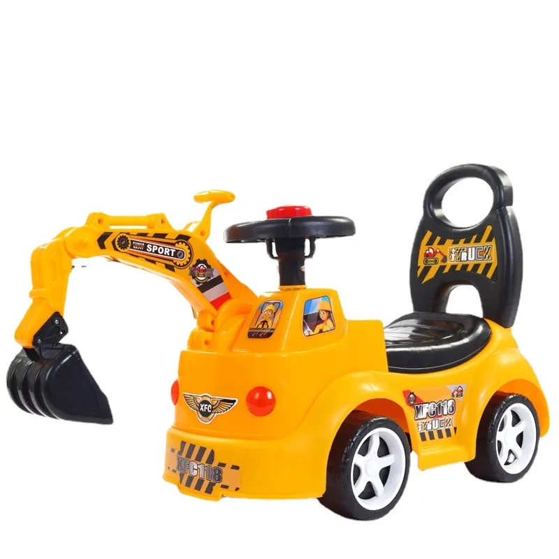 Escavatore per bambini Scivolo a quattro ruote Auto Twist Car Musica Escavatore Scivolo Auto Ingegneria per bambini Giro in auto sui giocattoli