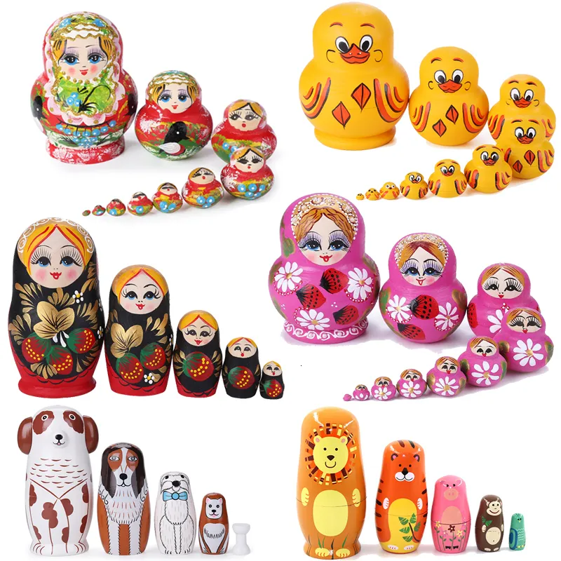 Muñeca Rusa Matryoshka De Madera - Figura Decorativa De Mesa, 5 Piezas Anidadas, Ideal Para Salón O Habitación Infantil