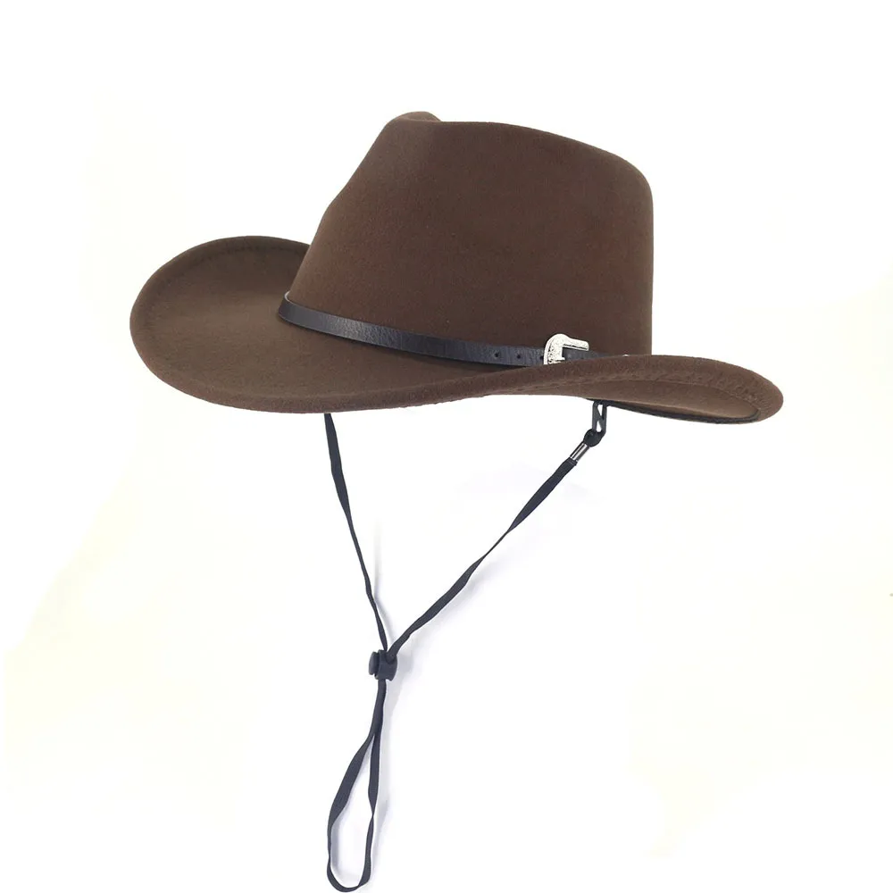 Chapéu de cowboy Fedora de feltro estilo vintage para homens e mulheres Chapéu de cowgirl clássico ocidental Faixa de couro para atividades ao ar livre e festas