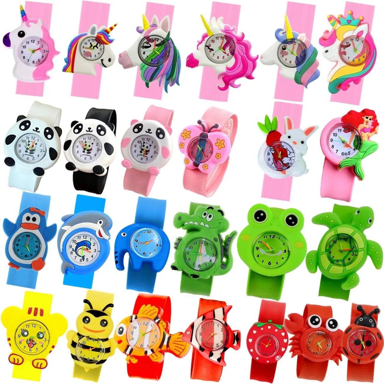 Montres pour enfants 10pcslot Cartoon 3D Divers Animaux Panda Licorne Dinosaure Garçons Filles Enfants Étudiants Fête D'anniversaire Cadeau Étude Temps Jouet Montres 230612