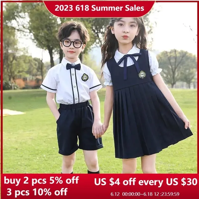 Set di abbigliamento Uniforme scolastica per bambini Abiti estivi per studenti Abiti da laurea in stile college britannico Abiti per ragazzi e ragazze per 3-16 230612