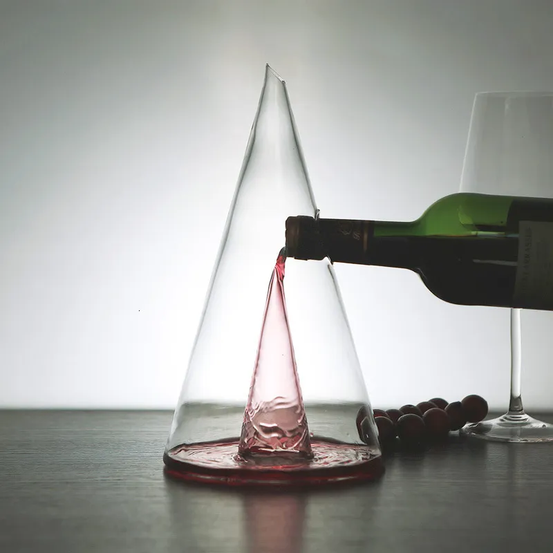 バーツール350750mlピラミッド滝赤ワインの注入装置ガラスデカンタブランデーデカントジャグシャンパンウォーターボトル飲料眼鏡ギフト230612