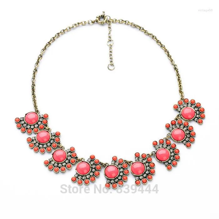 Halsband 2014 Mode Vintage-Schmuck Fabrik Verkäufer Hohe Qualität Runde Undurchsichtige Edelstein Acryl Floral Bib Halskette