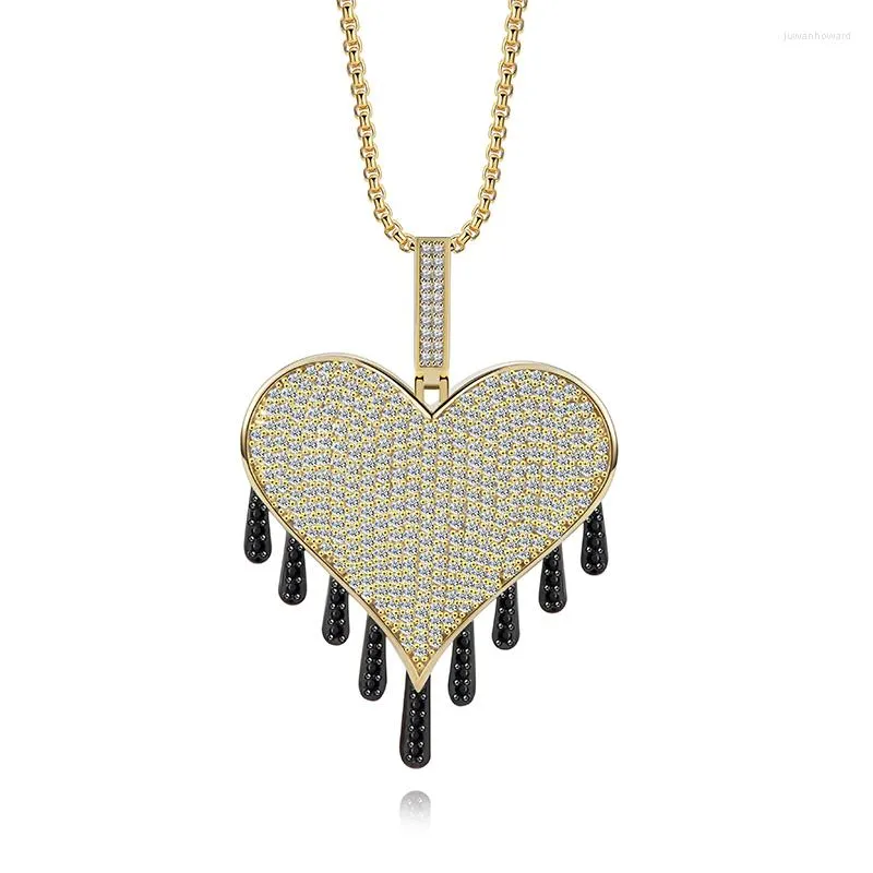 Pendant Necklaces Gold Color Copper Zircon Necklace Heart Shape Represents Pure Love Men And Women Neutral Valentine's Day Gift