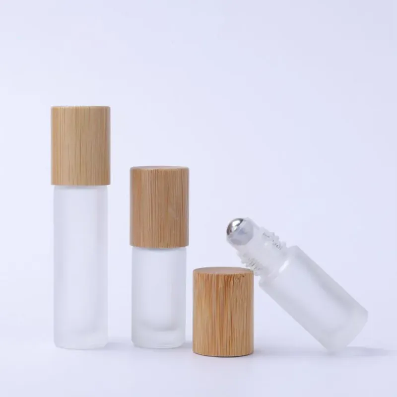 Top 5 ml 10 ml Milchglas-Rollflaschen mit Metallrollerkugel und Bambusdeckeln