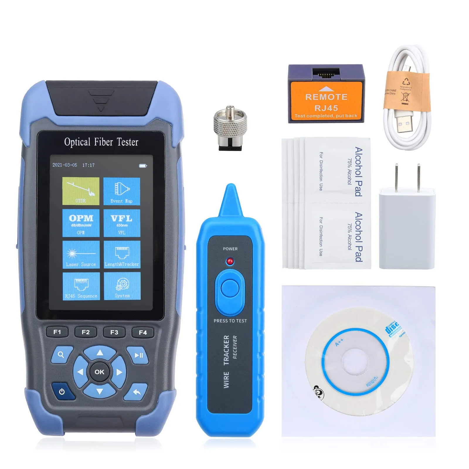 OTDR Fiber Optic Tester Mini-Pro 1310/1550nm SM MULIT Funktionstest OTDR Lansering Kabelbox Tidsdomänreflektometer Kabel Hinderdetektor med OPM OLS RJ45 Test