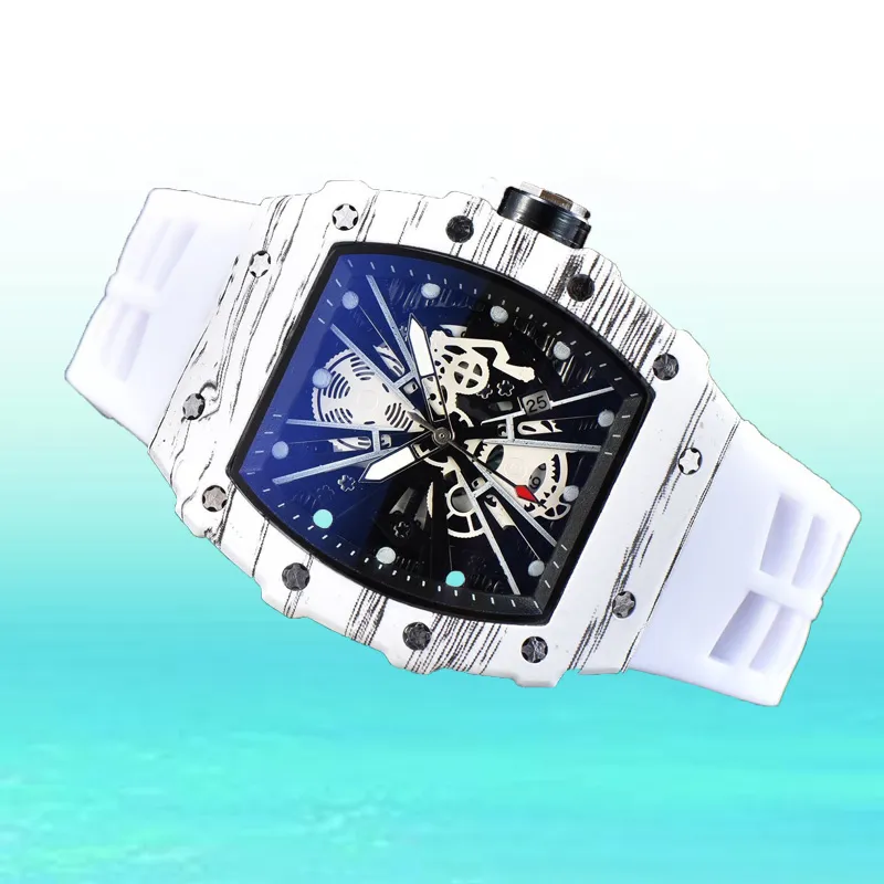 relojes de alta calidad Roberto Mancini Skeleton Mens Automatic Mechanical Movement Watch Relojes de pulsera de acero inoxidable para hombres White Rubber Band dhgates