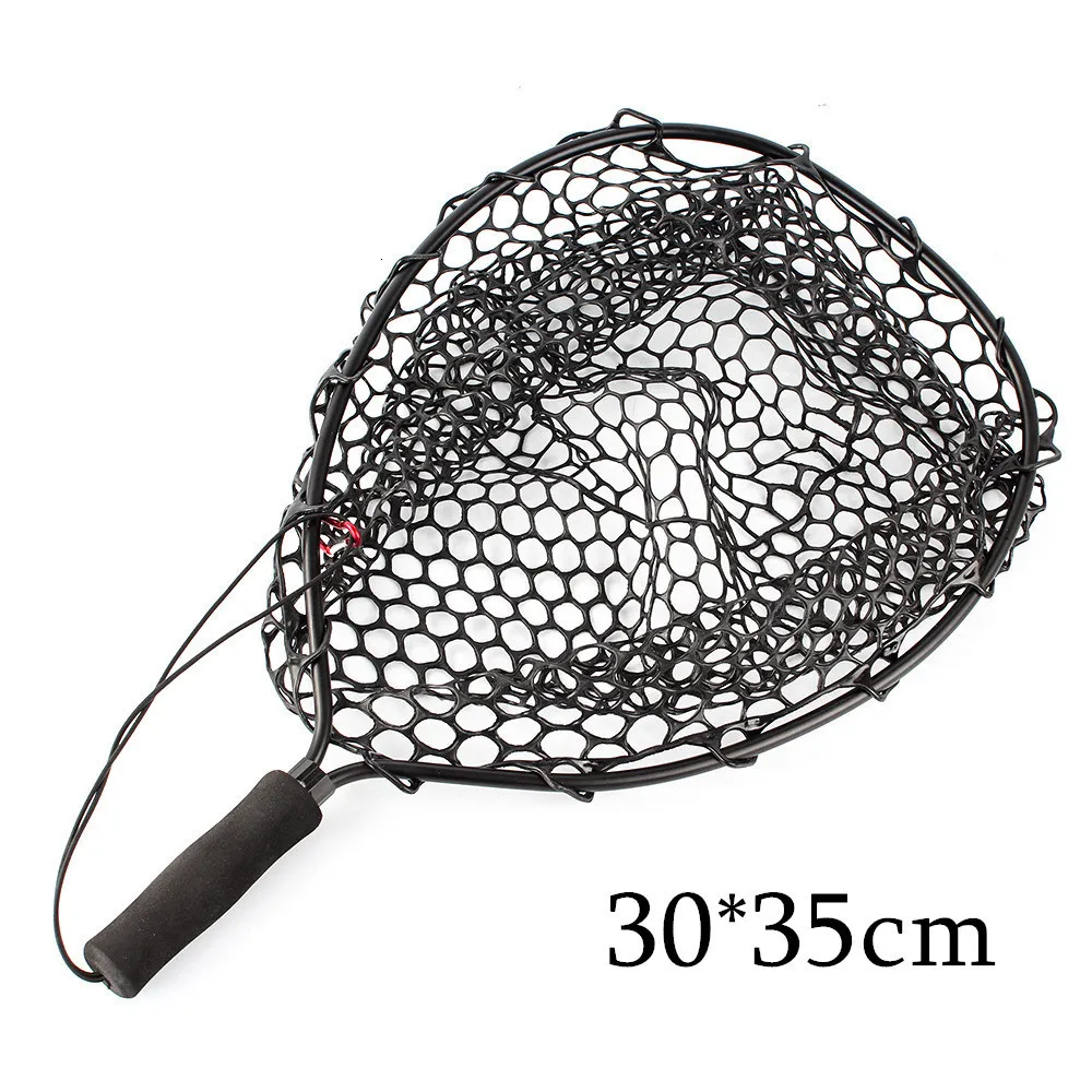 Blue Soft Rubber Landing Net With Eva Handle Outdoor Fly Fishing