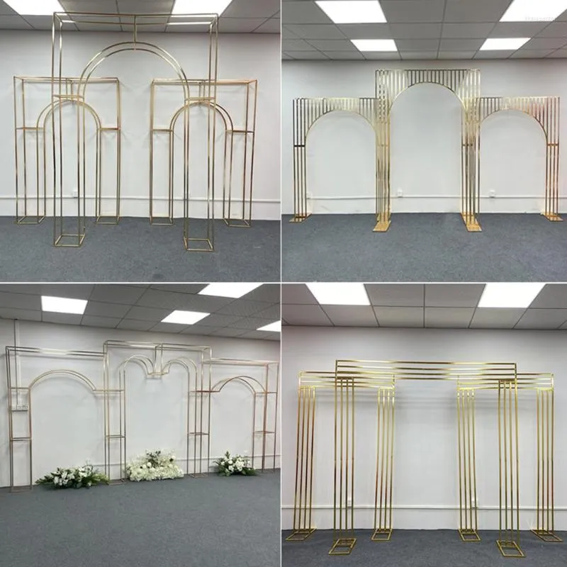 Decorazioni per feste Deco Diversi stili Cornici placcate in oro Matrimonio Fleur Artificielle Arch Mariage Event Backdrop Decor Stand