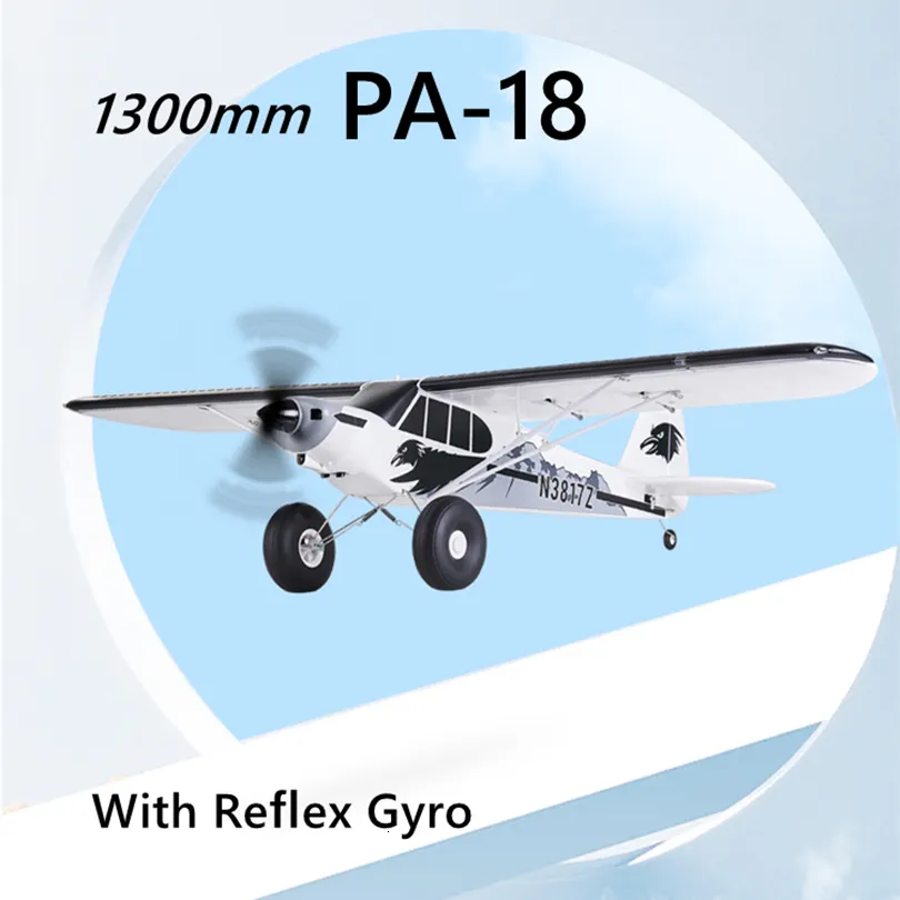 Aeronave Elétrica/RC FMS Avião RC 1300MM 1.3M PA-18 PNP E RTF J3 Piper Super Cub 5CH Com Gyro Auto Balance Trainer Modelo Iniciante Aeronave 230612