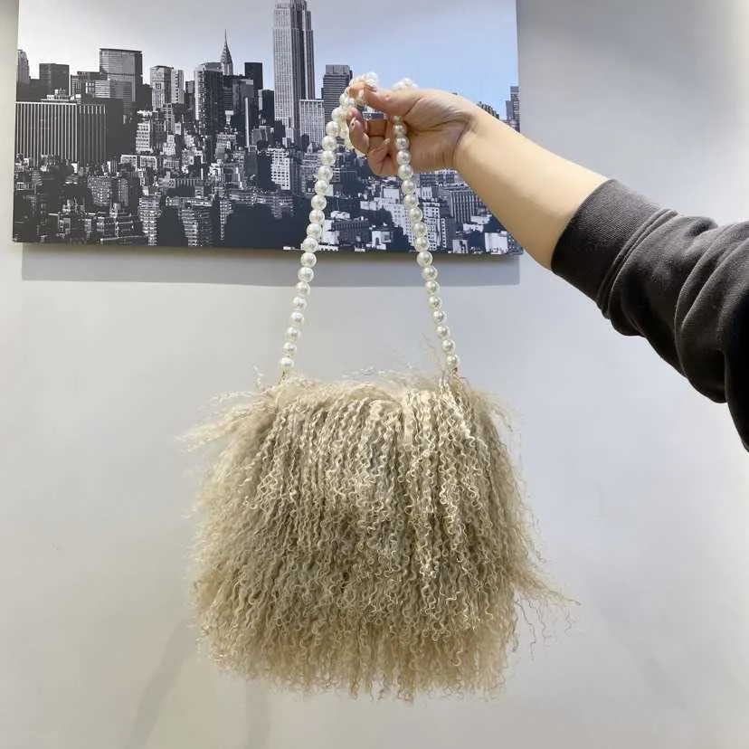 Bag Girl 2022 Autumn and Winter New South Korea Net Red Pearl Chain Hairy Tassel One Shoulder Underarm Bag Crossbody Bag Fashion 230613