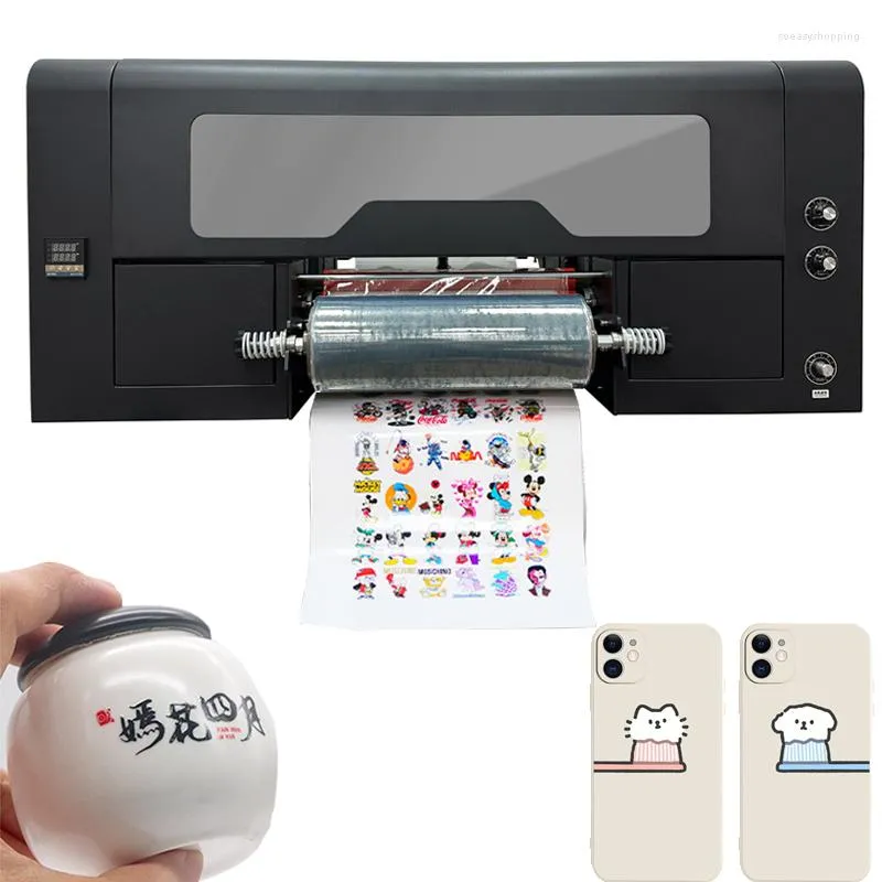 기능 UV DTF 프린터 30cm 필름 전송 레이블 스티커 펜 컵 머그 랩 CMYK 화이트 바니시 XP600 머신에 직접