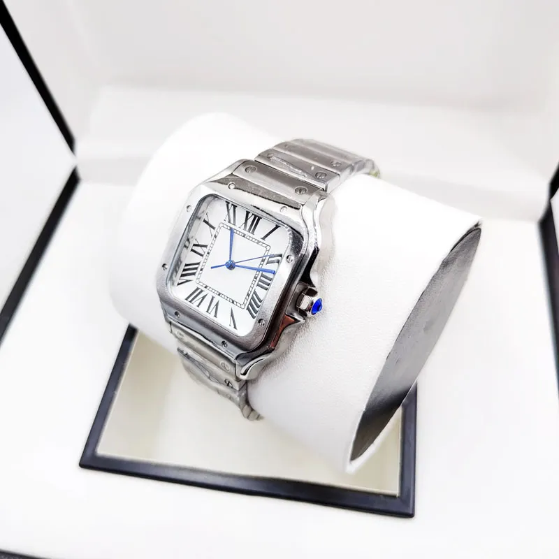 Silver Automatiska män Silverklockor Luxury Fashion Mens Movement Clock Leisure Style Man Wrist Watch High Quality Montre Watch Mens Designer AAA Tank Watch
