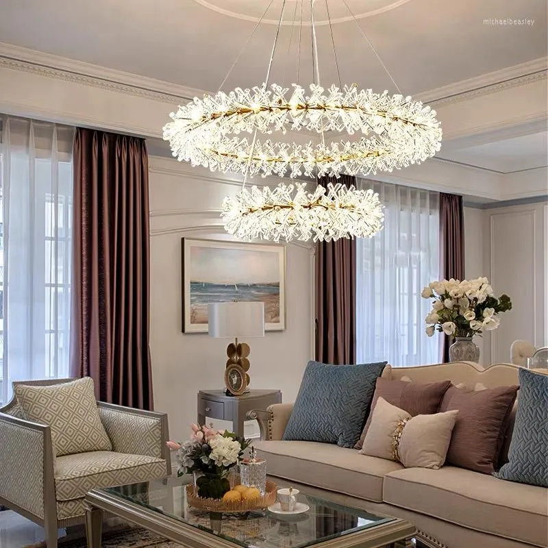 Lampy wiszące nowoczesne LED LUSTER FLUSE Crystal Sufit żyrandole nordycka luksusowa lampa jadalnia wisząca lekka sypialnia wystrój sypialni