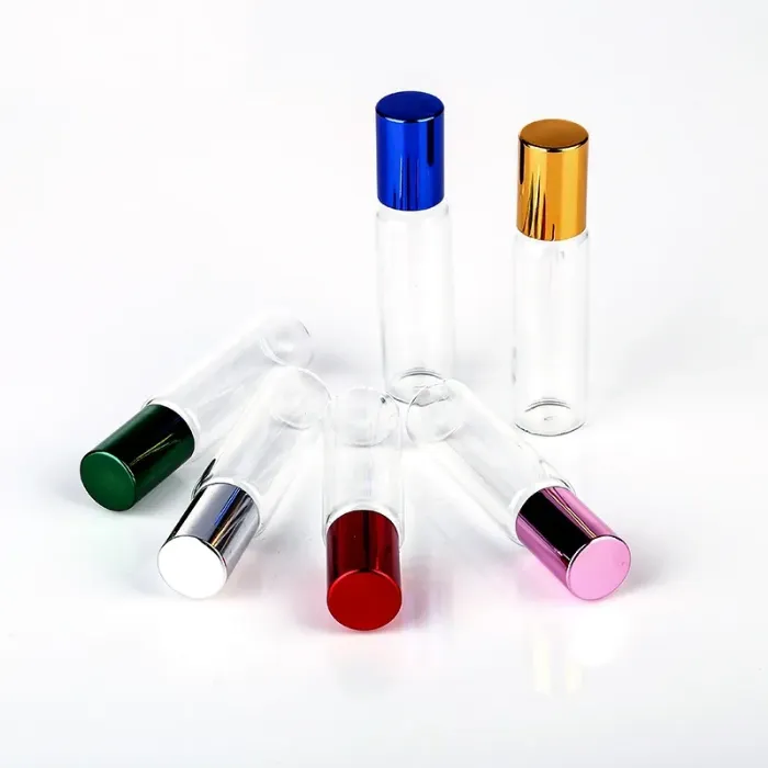 10ml Clear Glass Essential Oil Roller Bottles with Glass Roller Balls Aromatherapy Perfumes Lip Balms Roll On Bottles