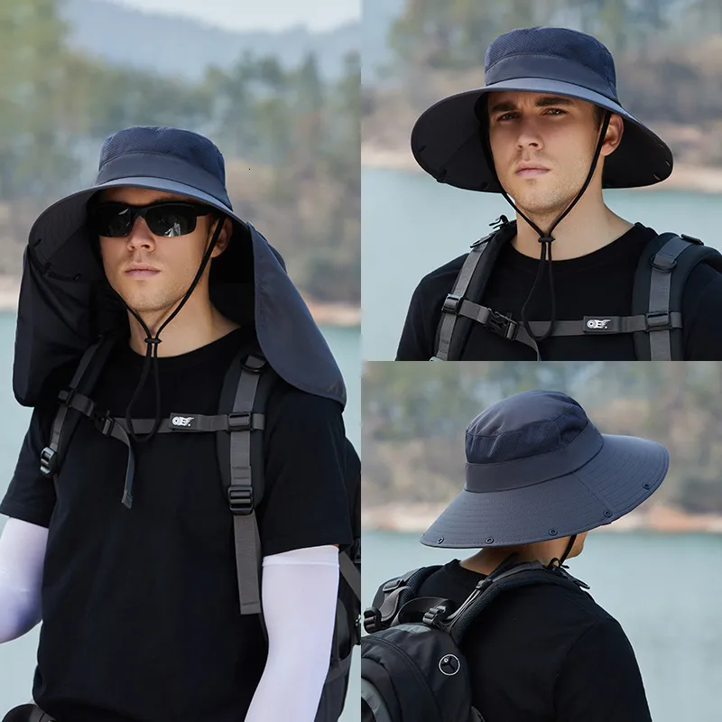 Mens Oversized Fishing Hat Uv Protection With Neck And Sun