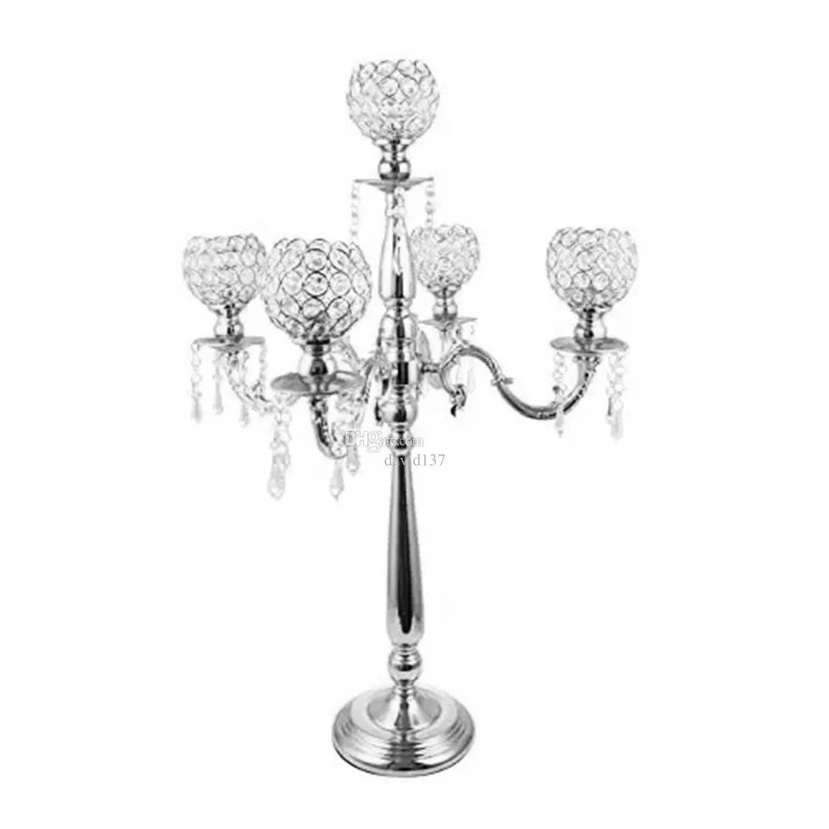 Candelabro Argento 5 Braccia - Portacandele Elegante Per Tavola E Casa - Foto 7