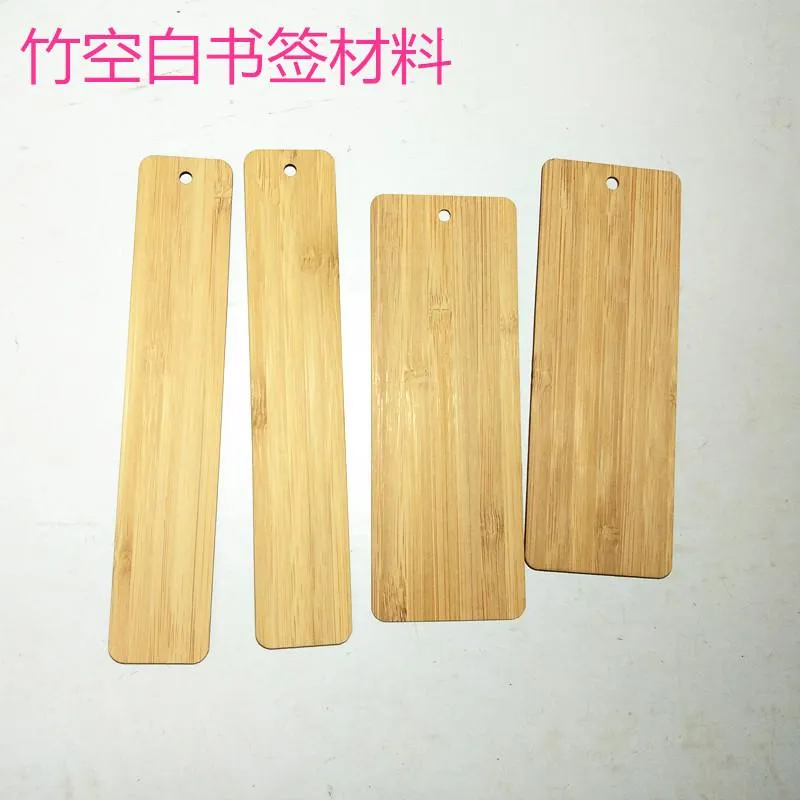 Crafts 10pcs blank bamboo rectangle shape blank bamboo bookmark diy craft decoration