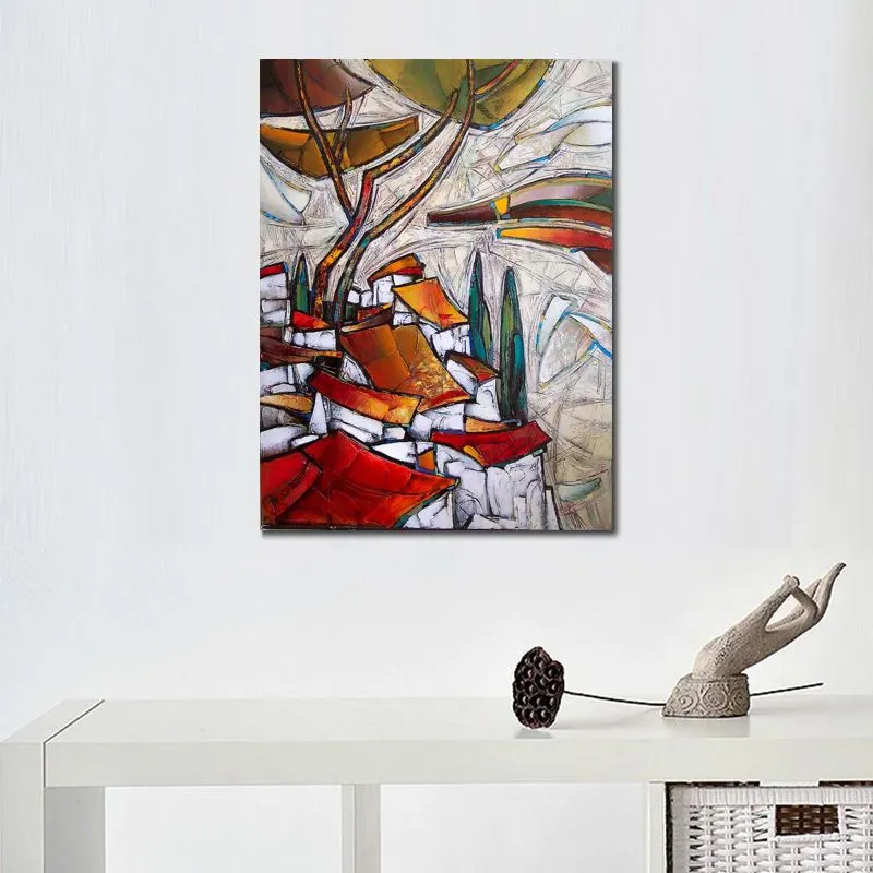 Abstracte figuratieve kunst op canvas landschap handgemaakt olieverfschilderij modern decor