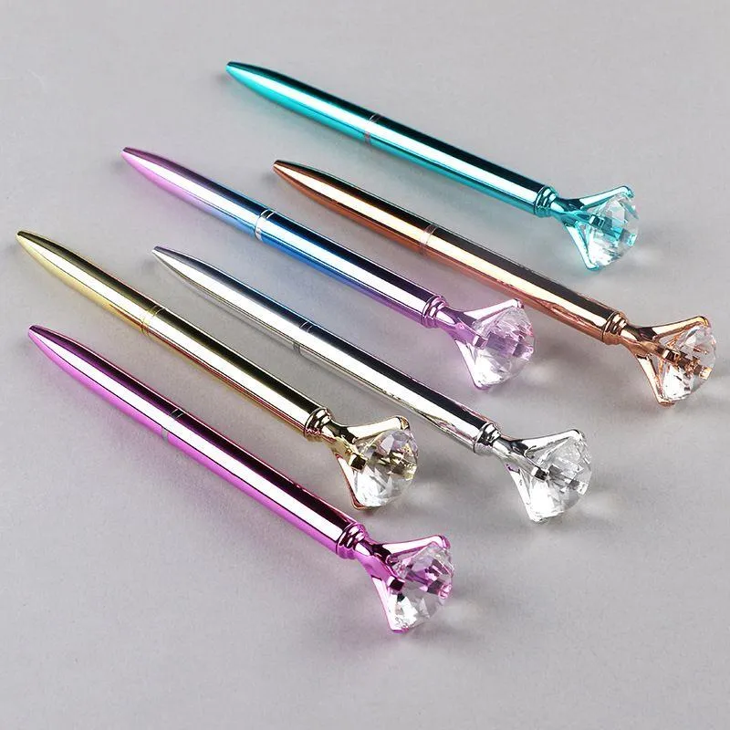 Ny Metal Glitter Crystal Ballpoints Pen Diamond Ballpoint Pens StudentSchool Gift Stationy Office Skrivande signaturförsörjning FJQNI
