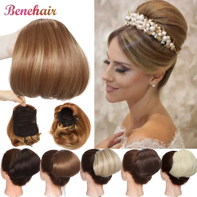 Chignons BENEHAIR Synthetic Scrunchy Hair Bun Clip In Extension Hair Extension Updo Donut Chignon Drawstring Women Chignon Fake Hair 230613