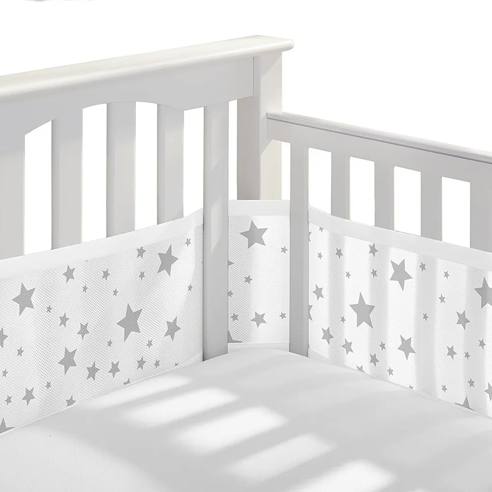 Sängskenor 2st/set andningsbar anti-stötfångare Baby andningsbara nät KRIBFINER CRIB Protector 230612