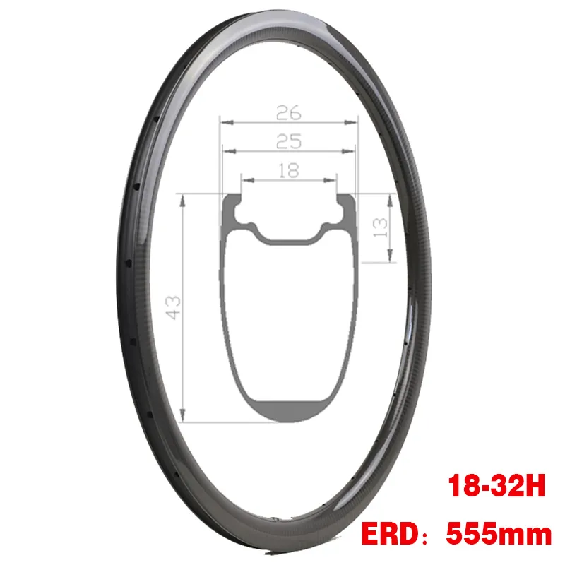 Bike Wheels 700C Road Rim Depth 4m Width 25mm Carbon Fiber Basalt For DiscV brake Bicycle 1832 Holes EN UCI Standard 230612