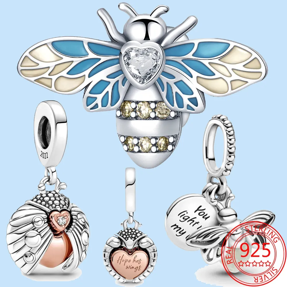 Breloques en argent sterling 925 pour bijoux pandora perles Bracelet coccinelle et breloque coeur