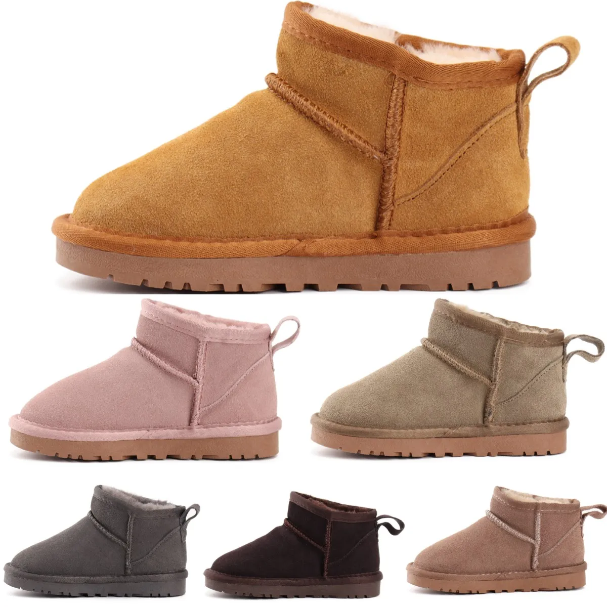 Barnskor ultra mini australia klassiska stövlar uggi flickor pojkar vinter snö boot barn barn sko ungdom baby småbarn varma uggitys sneakers wggs kastanj grå rosa 21-35