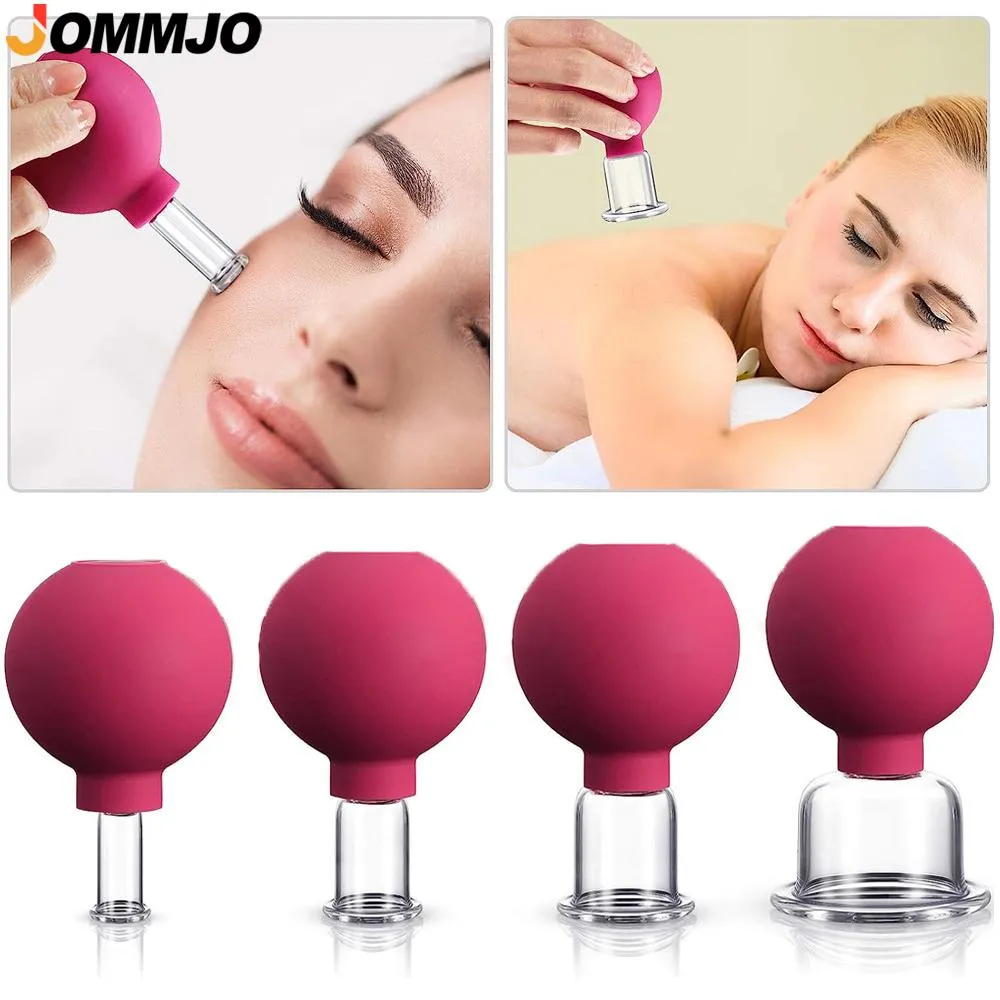 Products 4 Pcs Facial Cupping Therapy Set Glass, Eye Face Silicone Vacuum Massage Anti Cellulite Cup for Beauty Body Cup Fascia Massager