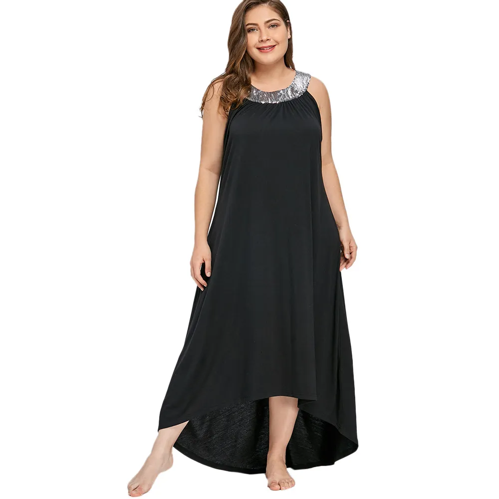 Plus size Dresses Size Halter Tunic Long Dres High and Low Party Elegant Maxi Sexy Sleeveless Summer Vestidos 230613