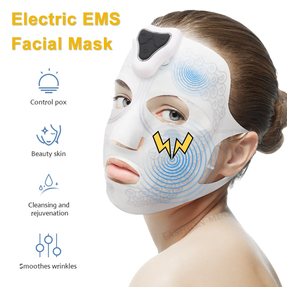 Face Massager Home Use Microcurrent Electric Massage Mask EMS Spa Beauty Anti Wrinkle Moisturizing Cream Liftingskin 230612
