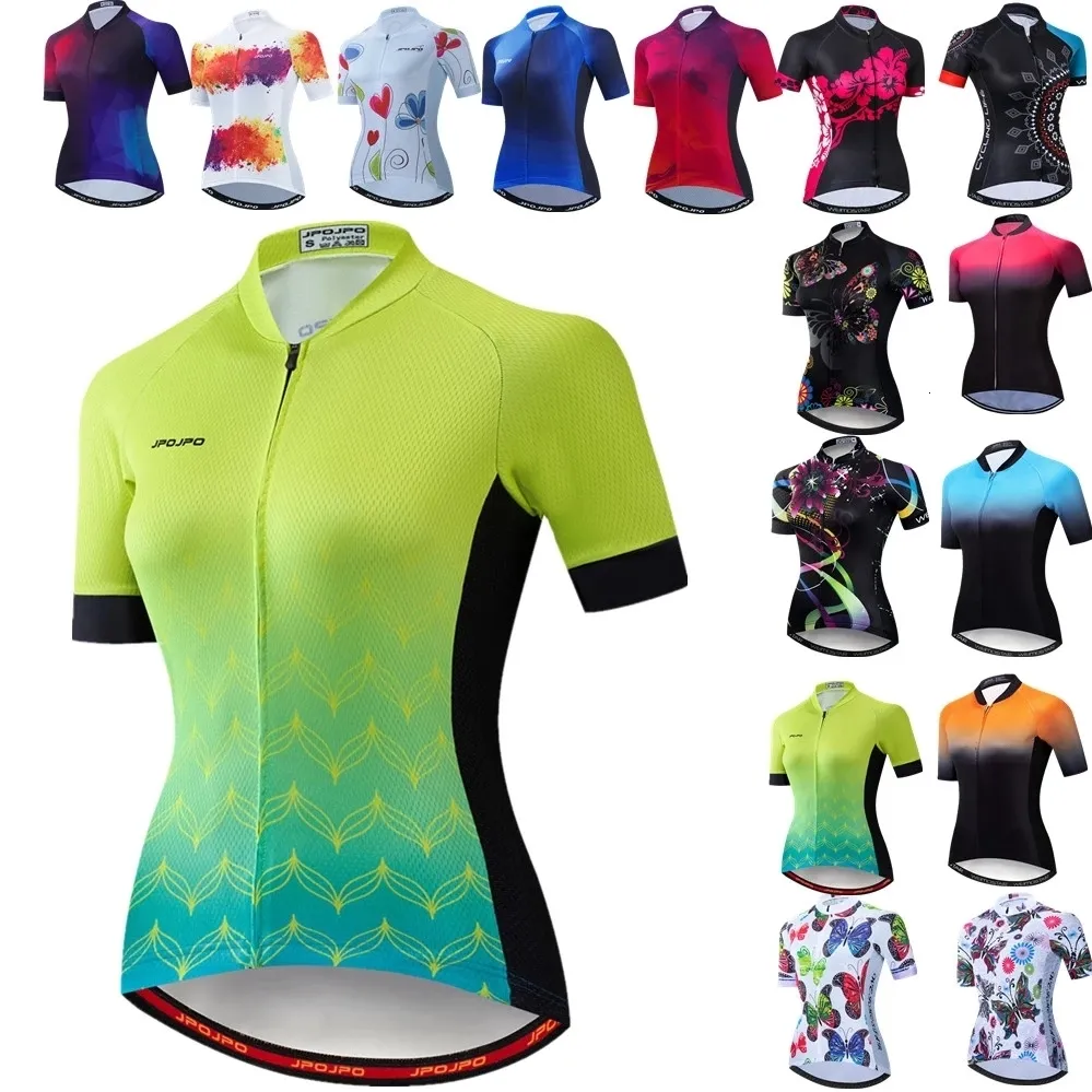 Cykelskjortor toppar Jersey Women Cykel Mountain Road Mtb Topp Female Bicycle Shirt Kort ärm Racing Riding Clothing Summer Blus Tops 230612