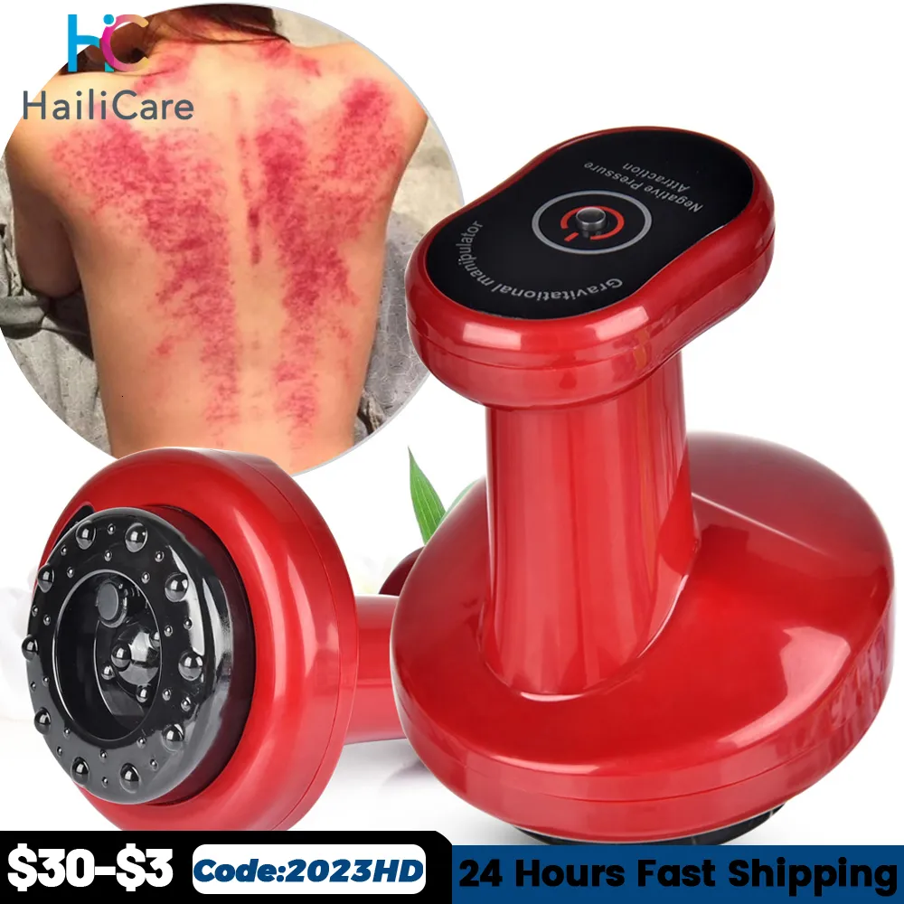 Andra hälsovårdsartiklar Electric Cupping Stimulate Acupoint Body Slimming Massager Guasha Scraping Heat Massage Negativ tryck Acupunkturterapi 230613