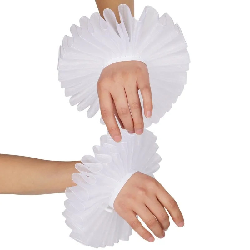 Five Fingers Gloves Victorian Cuffs Wrist Cuff Renaissance Elizabethan Ruffled Sleeves Halloween Cosplay Hand Unisex 230612