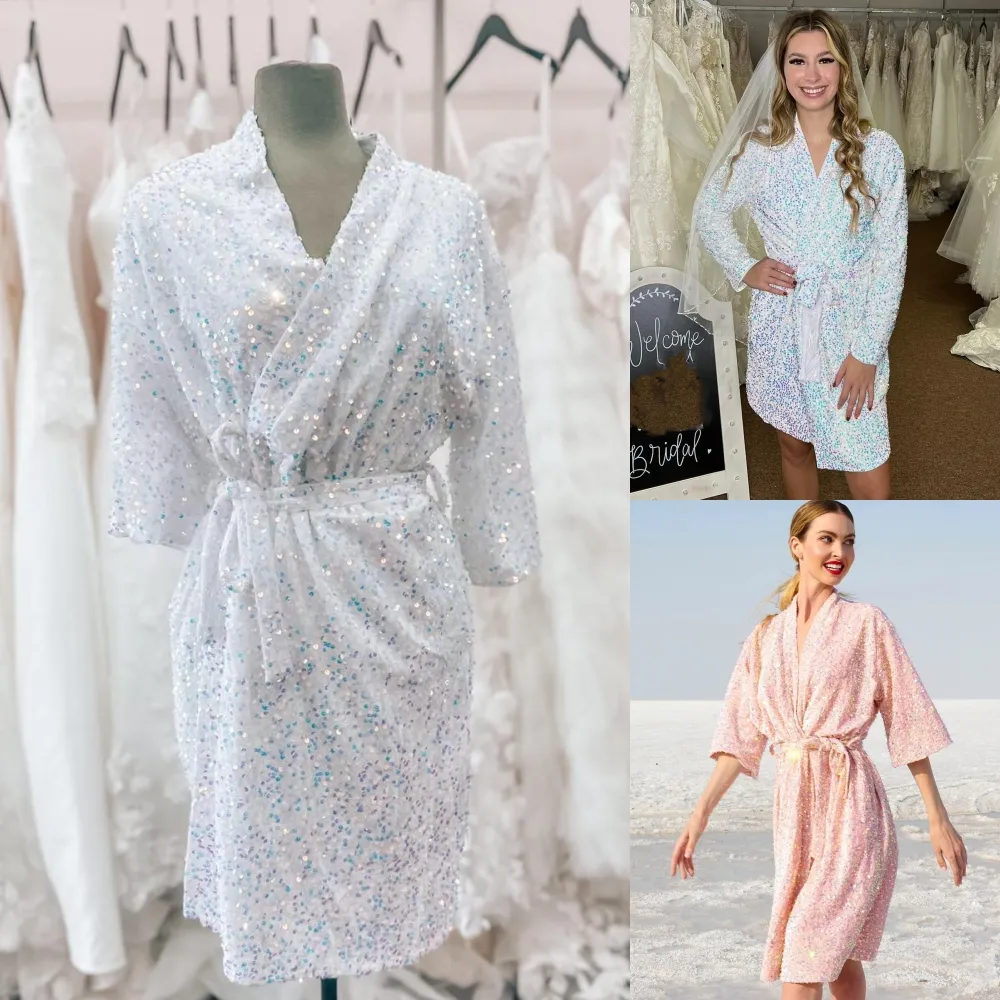 Sequin Bridal Robe Velvet Dressing Gown For Wedding, Bridal Shower