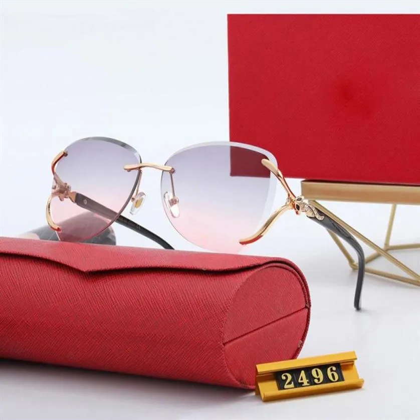 lunettes de soleil design de luxe protection contre les radiations simple top haute qualité rétro amoureux tête de léopard anti-cratch métal plein cadre su262t