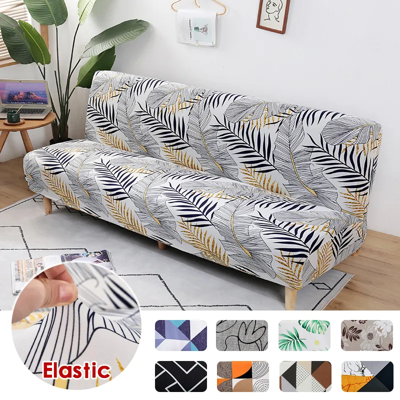 Stol täcker armless bäddsoffa på täcken spandex stretch futon slipcover elastic full folding soffa sköld monterad 230613