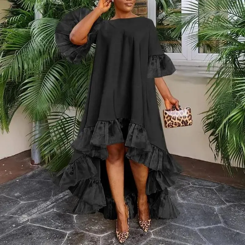 chinese dress ladies Elegant Style Flower Print Loose Dresses Women Comfortable Casual Wave V  Neck Pullover Dress Female High Waist Midi Black at Amazon Women's Clothing  store main image 1