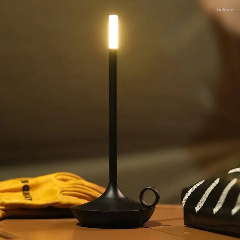 Lámparas de mesa Recargable Inalámbrico Táctil Vela de camping Lámpara creativa Dormitorio Restaurante Bar Cafe Luz de velas Atmósfera LED NightLight