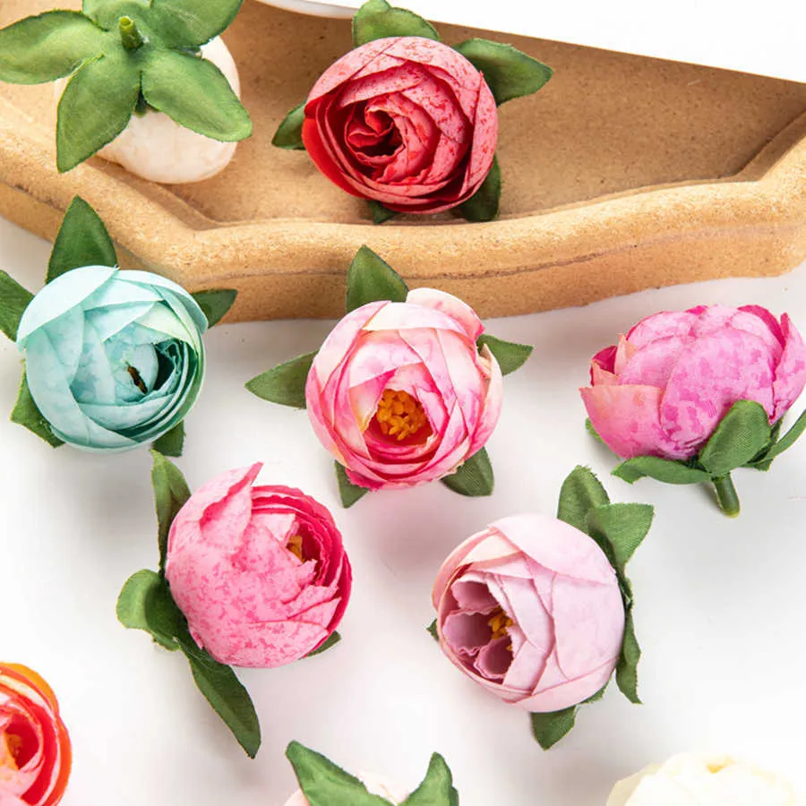 Fiori secchi 100 Pz 4 Cm Rose Tea in seta Decorazioni per la casa Scrapbook Accessorio nuziale per matrimonio Natale Fai da te Contenitore di caramelle Artificiale all'ingrosso