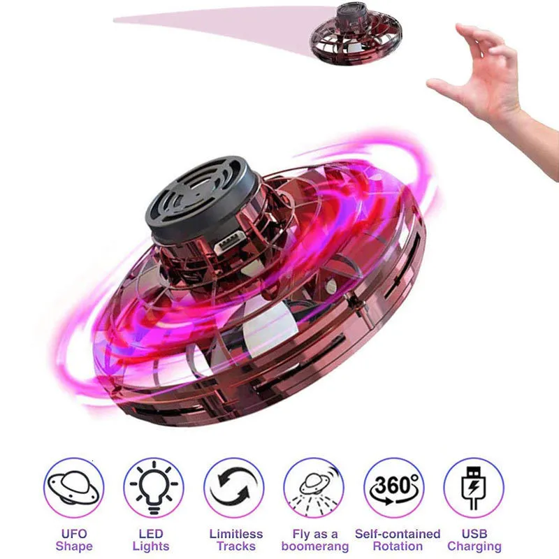 Tol Mini Drone UFO Vliegende spinner Helikopter Handbediende Inductie Vingertop Vlucht Gyro Vliegtuigen Speelgoed Volwassen Kinderen Gift 230612