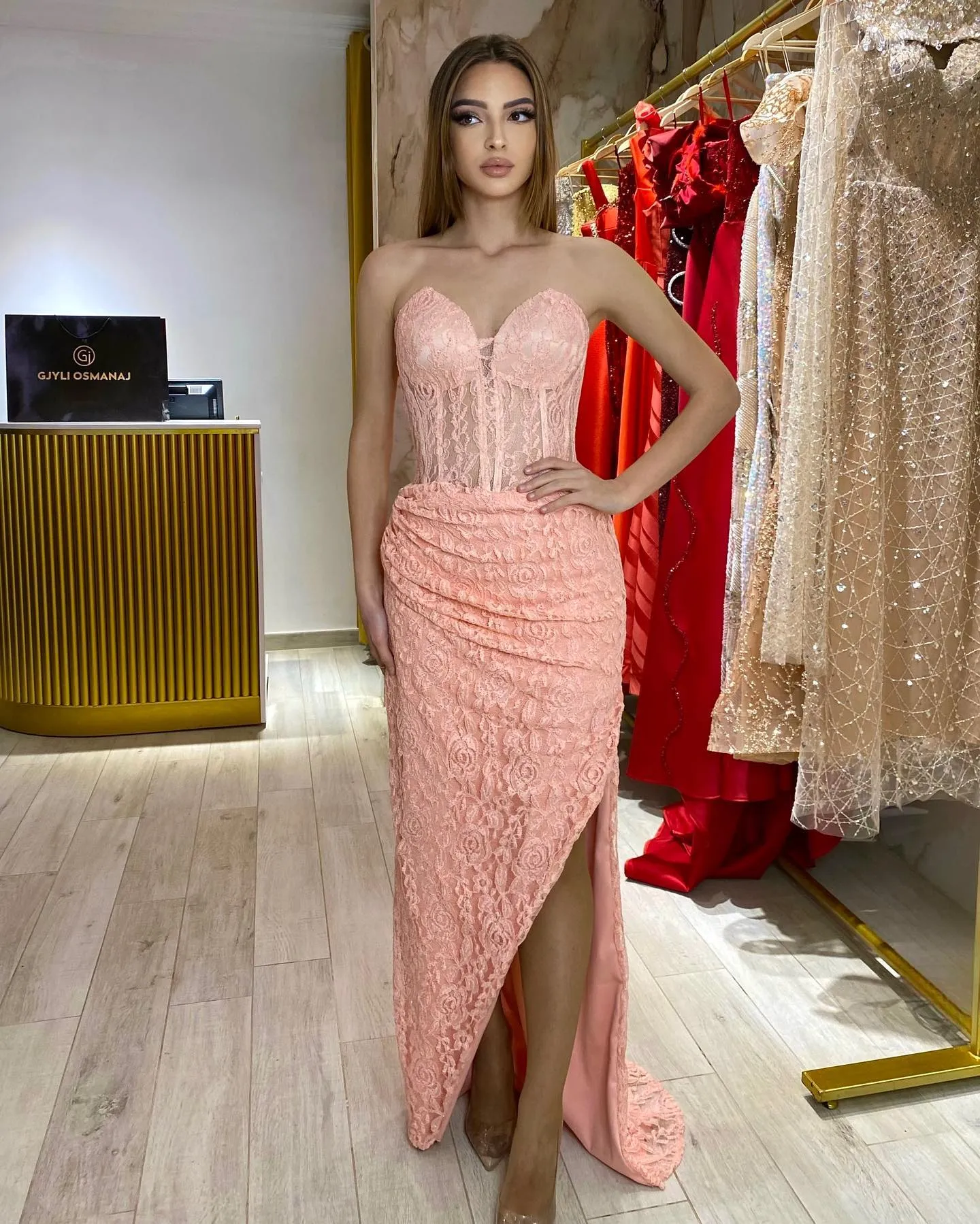 short flowy lace dress Gorgeous Lace and Tulle Sweetheart Tea-length Long Party Prom Dresses