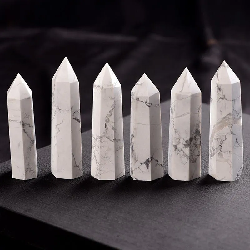 Cristallo bianco-turchese naturale Quarzo Torre Quarzo Punto Cristallo bianco Pietra Obelisco Bacchetta Guarigione Cristallo 65-8 cm Ecamm